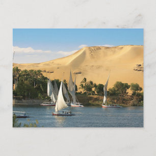 Egypt, Aswan, Nile River, Felucca sailboats, 2 Postcard