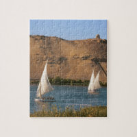 Egypt, Aswan, Nile River, Felucca sailboats,