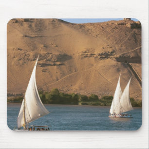 Egypt, Aswan, Nile River, Felucca sailboats, Mouse Mat