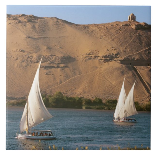 Egypt, Aswan, Nile River, Felucca sailboats, Tile (Front)