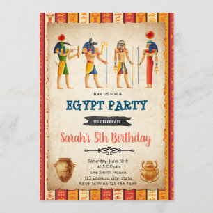 Egypt birthday party theme invitation