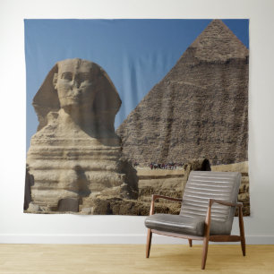 Egypt Cairo Sphinx Statue Pyramids Scene Backdrop Tapestry