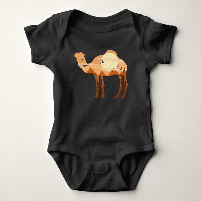Egypt Camel Pyramids Desert Sunset Baby Bodysuit (Front)