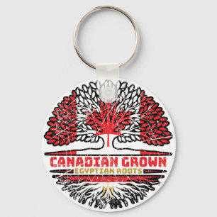 Egypt Egyptian Canadian Canada Tree Roots Flag Key Ring