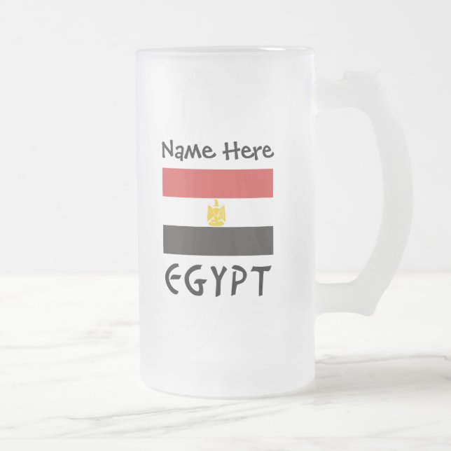 Egypt Egyptian Flag Personalised Frosted Glass Beer Mug (Right)