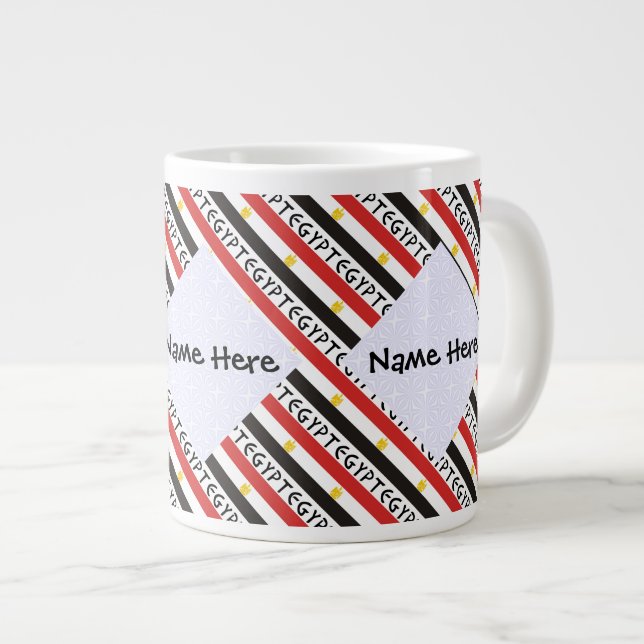 Egypt Egyptian Flag Tiled Personalised Name Large Coffee Mug (Front Right)