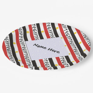 Egypt Egyptian Flag Tiled Personalised Name Paper Plate