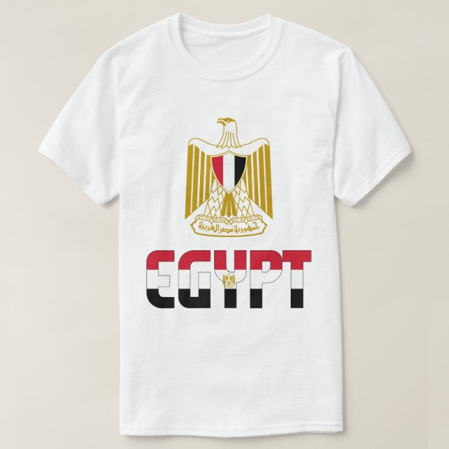 Egypt Flag and Coat Of Arms Patriotic T-Shirt (Design Front)