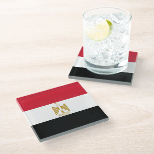 Egypt flag glass coaster