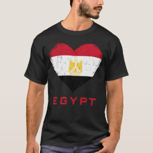 Egypt Flag Heart Distressed Men's Black T-Shirt