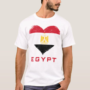 Egypt Flag Heart Distressed Men's White T-Shirt