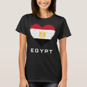 Egypt Flag Heart Distressed Women's Black T-Shirt