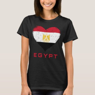 Egypt Flag Heart Distressed Women's Black T-Shirt