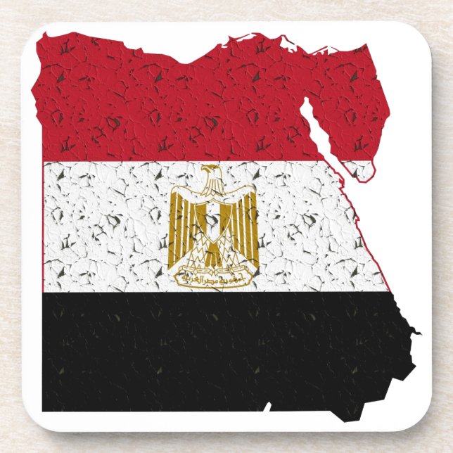 Egypt Flag Map Crackle Coaster (Front)