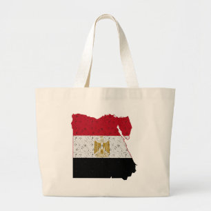 Egypt Flag Map Crackle Large Tote Bag