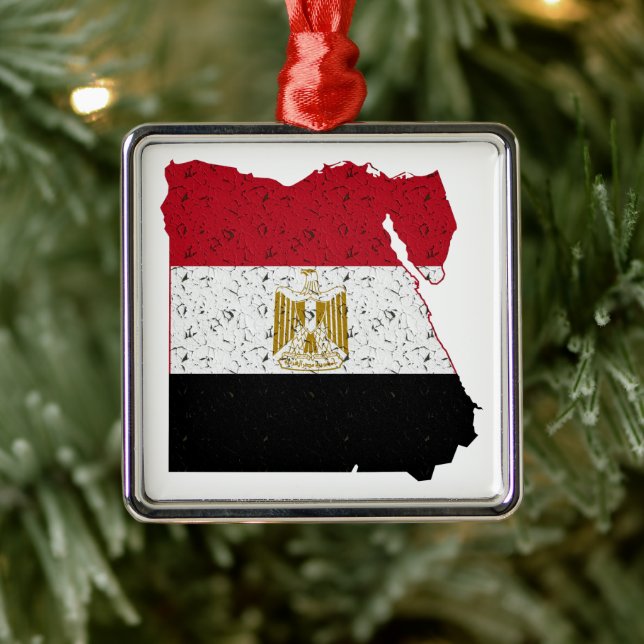 Egypt Flag Map Crackle Metal Tree Decoration (Tree)