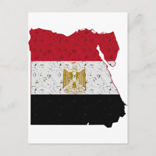 Egypt Flag Map Crackle Postcard