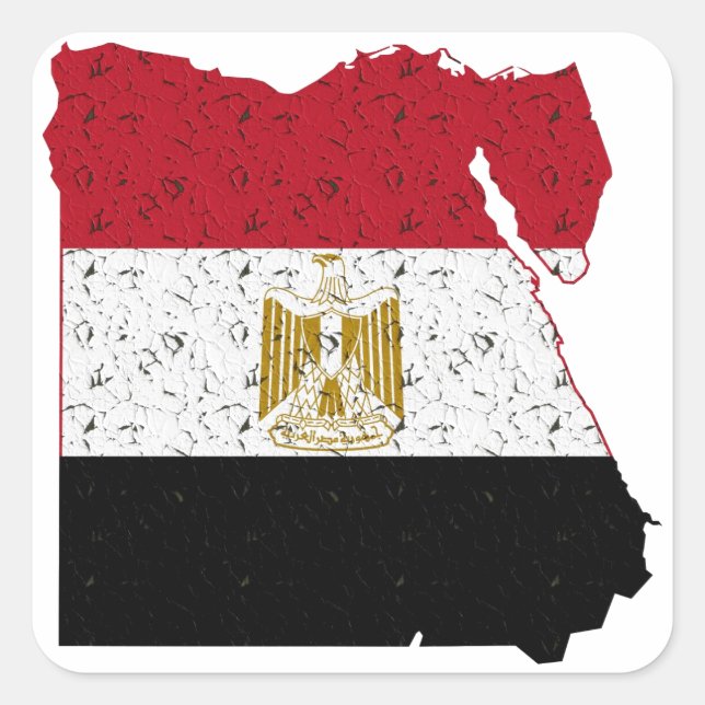 Egypt Flag Map Crackle Square Sticker (Front)