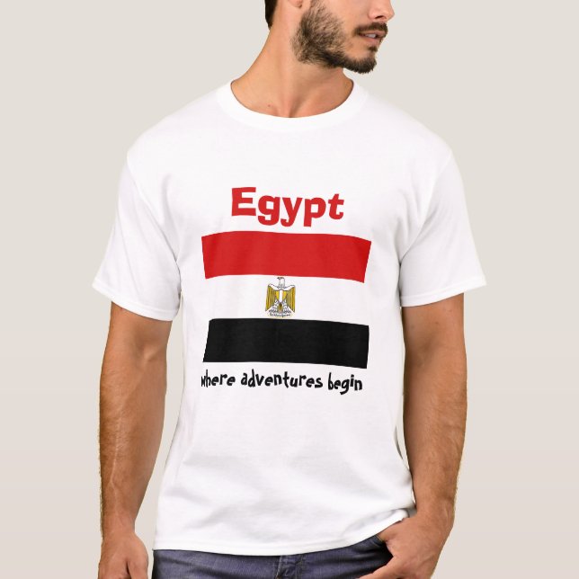 Egypt Flag + Map + Text T-Shirt (Front)