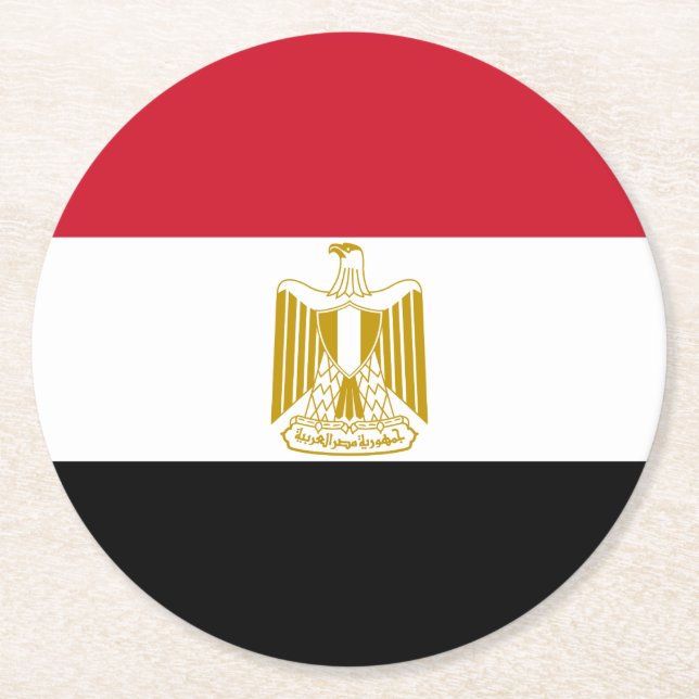 Egypt Flag Round Paper Coaster (Front)