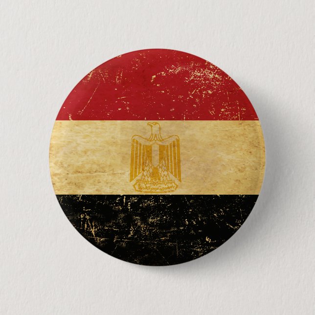 Egypt Flag Vintage Grunge Design Button (Front)