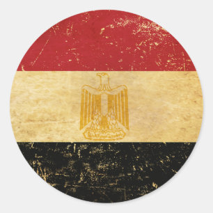 Egypt Flag Vintage Grunge Design Classic Round Sticker