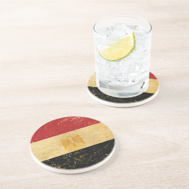 Egypt Flag Vintage Grunge Design Coaster (Side)