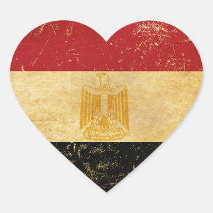 Egypt Flag Vintage Grunge Design Heart Sticker