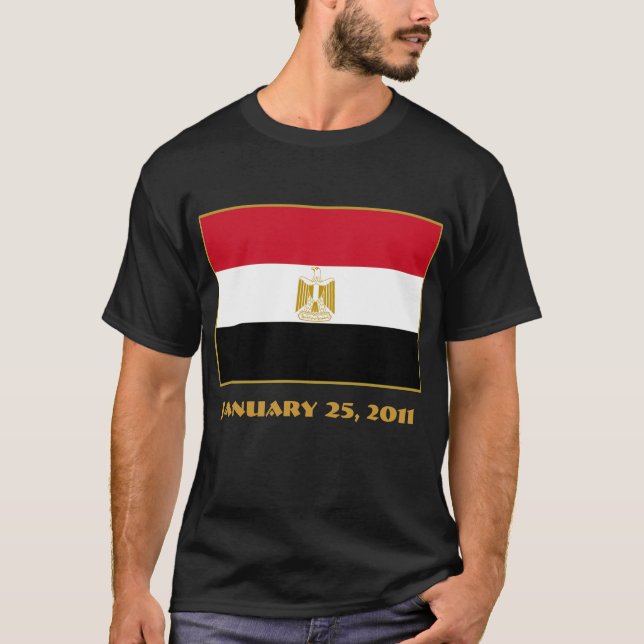 EGYPT  Flag with January 25, 2011 Date T-Shirt (Front)