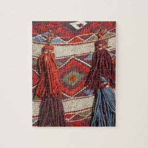 Egypt, Giza. Camel blanket at the Pyramids of Jigsaw Puzzle