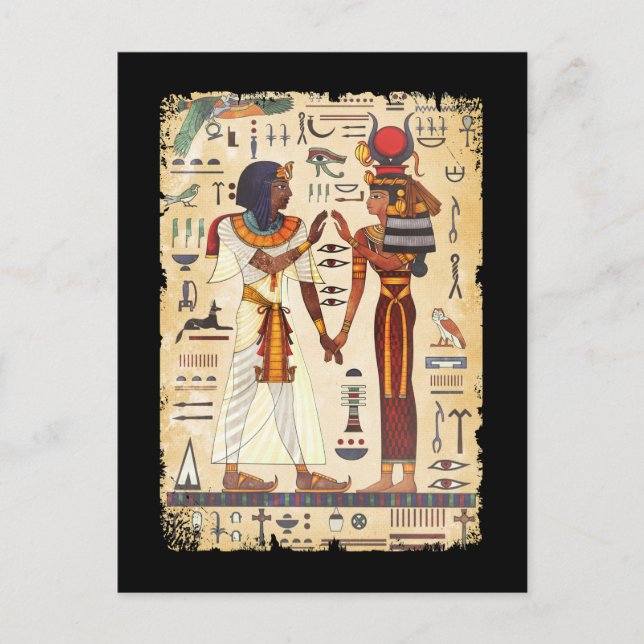 Egypt Hieroglyphic Wall Mural Egyptian Culture Postcard (Front)