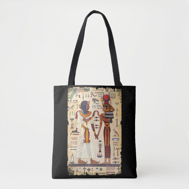 Egypt Hieroglyphic Wall Mural Egyptian Culture Tote Bag (Front)