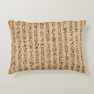 Egypt hieroglyphs, grunge seamless pattern decorative cushion