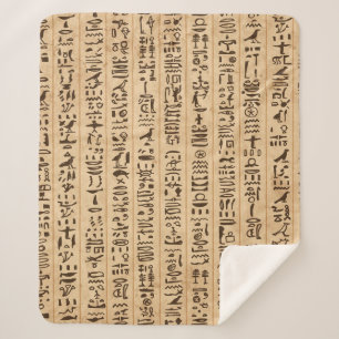 Egypt hieroglyphs, grunge seamless pattern sherpa blanket