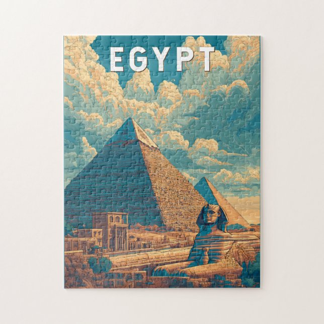 Egypt Illustration Travel Art Vintage Jigsaw Puzzle (Vertical)