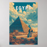 Egypt Illustration Travel Art Vintage