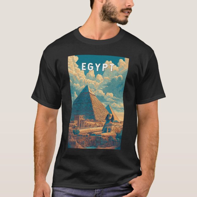 Egypt Illustration Travel Art Vintage T-Shirt (Front)