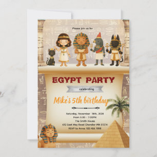 Egypt kids birthday party Invitation