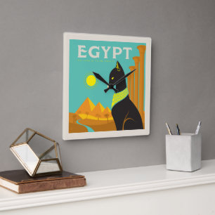 Egypt Land of Feline Royalty Square Wall Clock