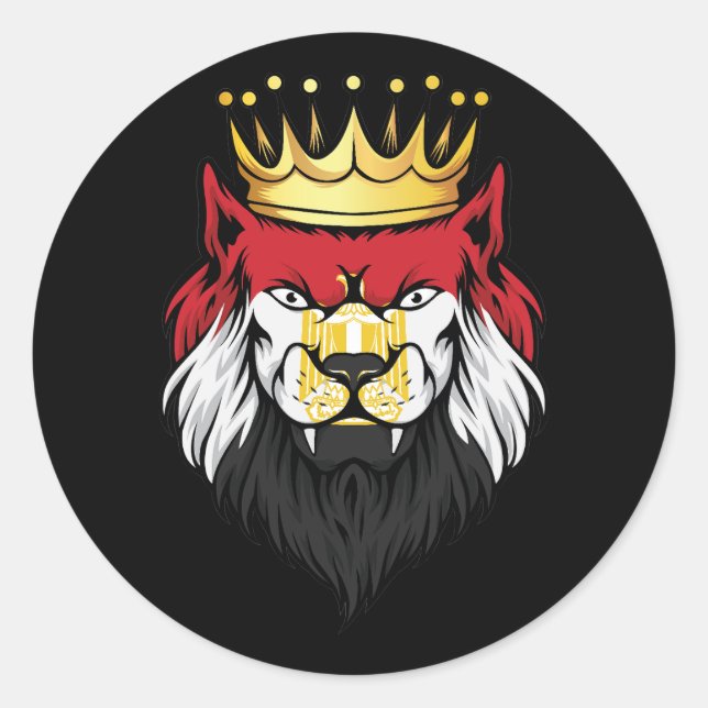 Egypt Lion King Flag Classic Round Sticker (Front)