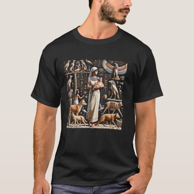 Egypt Nanny Sacred Animals Hieroglyph Desert Graph T-Shirt (Front)