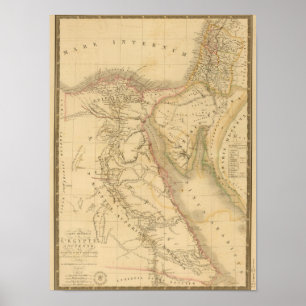 Egypt, Palestine and Arabia Map Poster