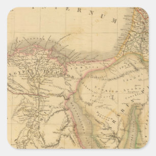 Egypt, Palestine and Arabia Map Square Sticker