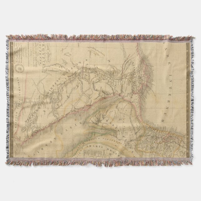 Egypt, Palestine and Arabia Map Throw Blanket (Front)
