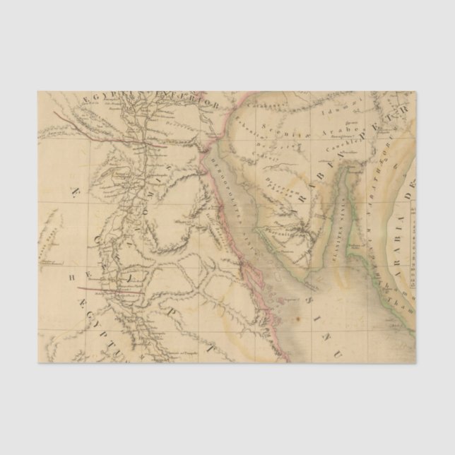 Egypt, Palestine and Arabia Map Tissue Paper (Front)