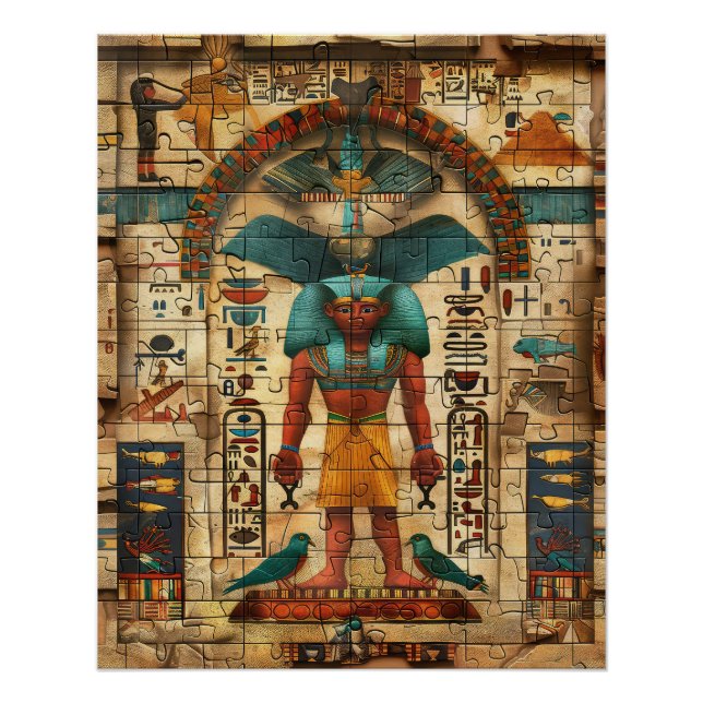 Egypt Pharaoh Teal Colour King  Poster (Front)