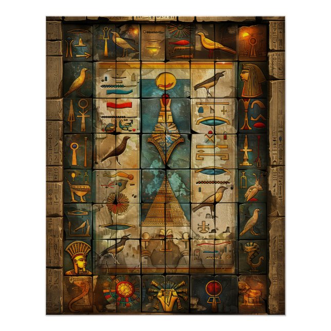 Egypt Pharaoh Wall Mosaic Art Poster (Front)