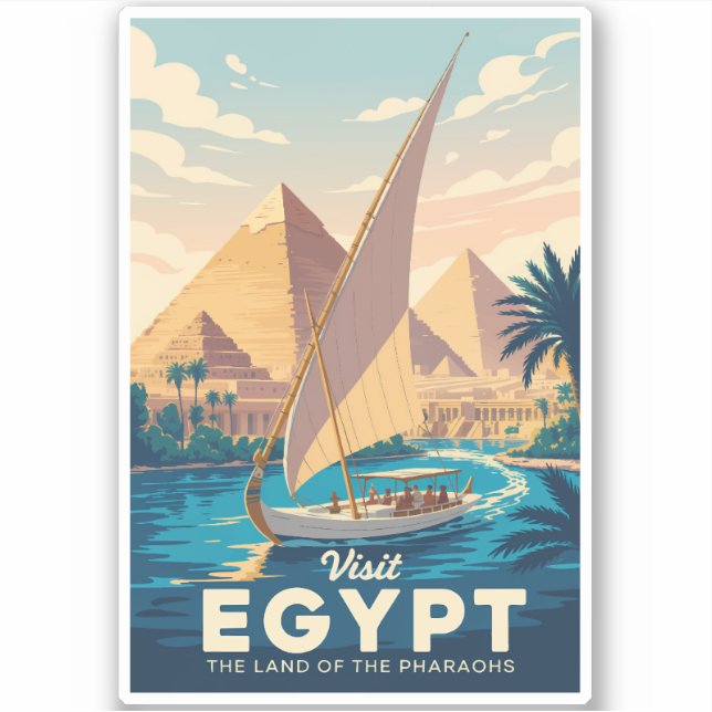 Egypt Pyramid Illustration Travel Art Vintage (Front)