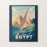 Egypt Pyramid Illustration Travel Art Vintage Jigsaw Puzzle<br><div class="desc">Egypt retro vector travel design. Egypt is a timeless destination where ancient wonders meet modern culture,  offering iconic landmarks like the Pyramids of Giza,  the Sphinx,  and the temples of Luxor.</div>