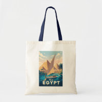 Egypt Pyramid Illustration Travel Art Vintage